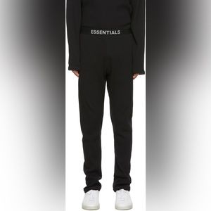 Fear of God Essentials Black Thermal Waffle Logo Lounge Pants